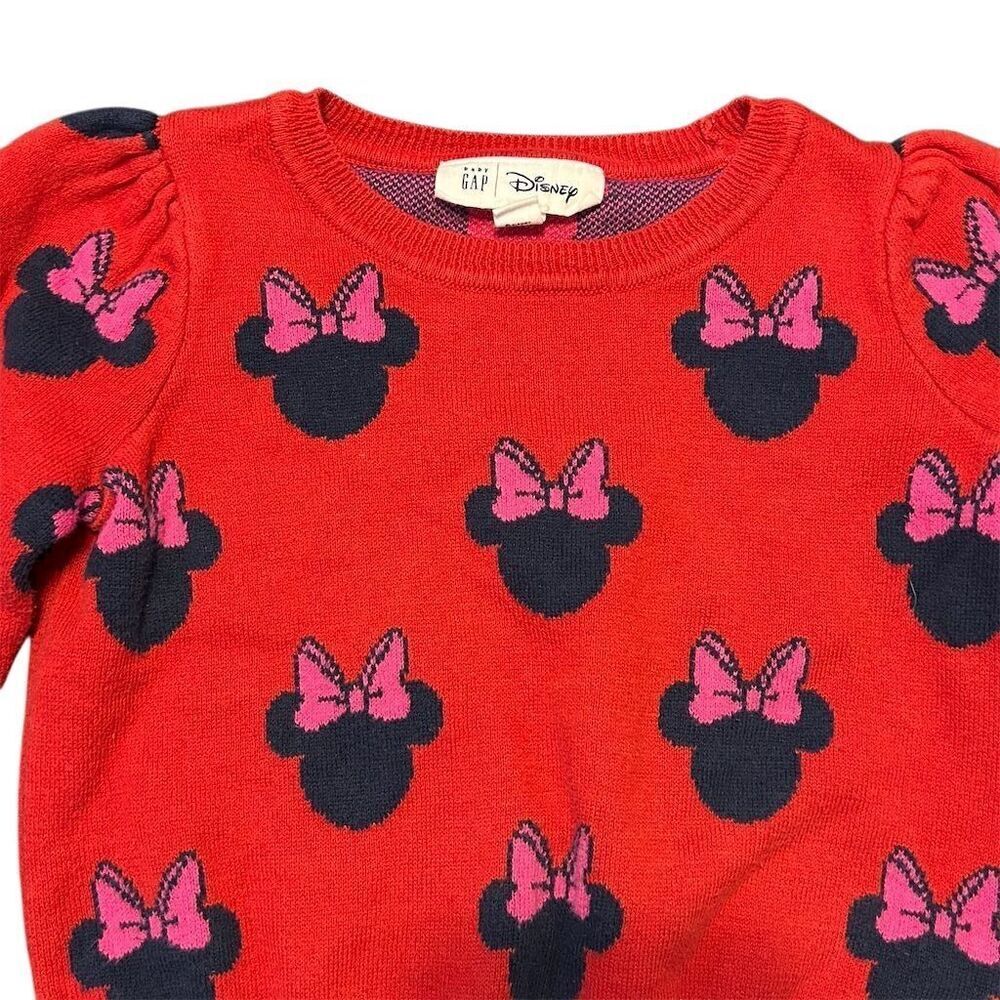 Disney Minnie Mouse Girls Sweater 2T Red Long Sleeve Pullover - Picture 2 of 9